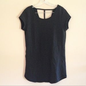 Ideology Black and Gray Striped Athletic Tunic Top